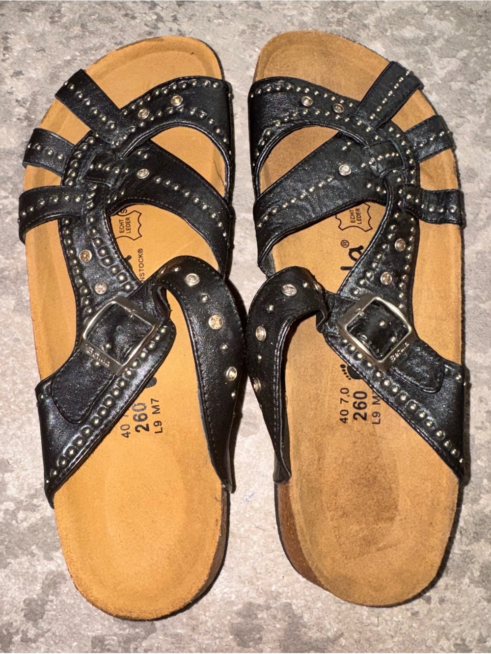 Betula by Birkenstock Black Studded Sandals NWOT